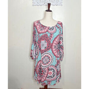 HONEYME Los Angeles Women's Large Pullover DRESS Off Shoulder PINK Made in USA